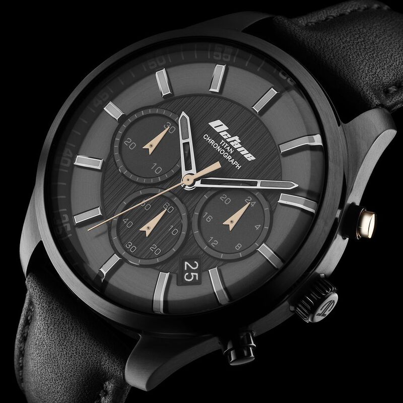 Titan Octane Classic Sporty Black Dial Chronograph Leather Strap watch for Men - image number 0