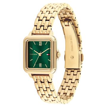 Tommy Hilfiger Quartz Analog Green Dial Golden Stainless Steel Strap Watch For Women