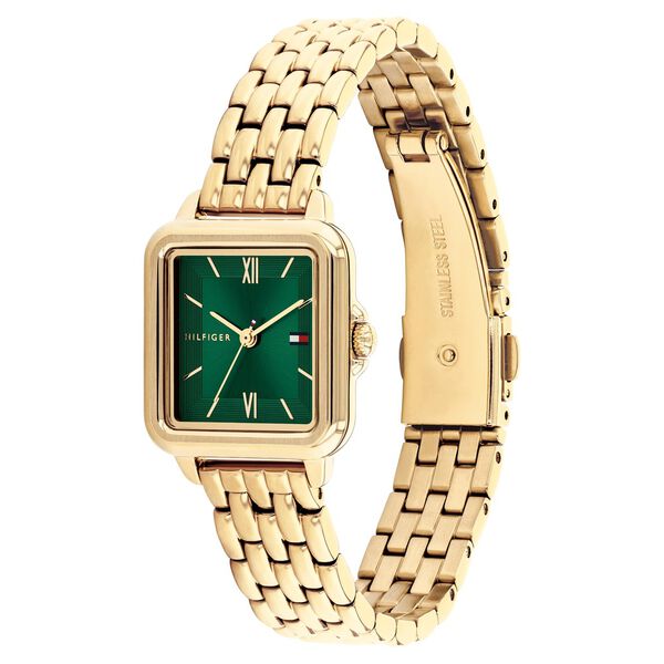 Tommy Hilfiger Quartz Analog Green Dial Golden Stainless Steel Strap Watch For Women - image number 1