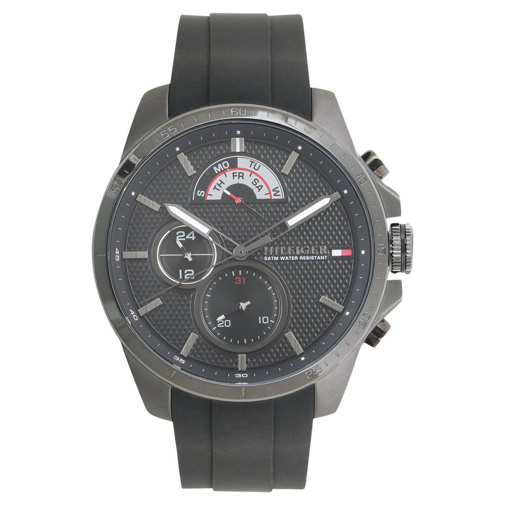 Tommy hilfiger watch cheap men's black silicone strap
