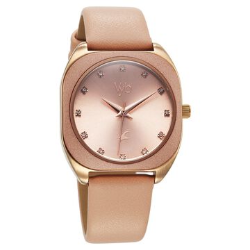 Vyb Muse By Fastrack Quartz Analog Pink Dial Leather Strap Watch For Girls