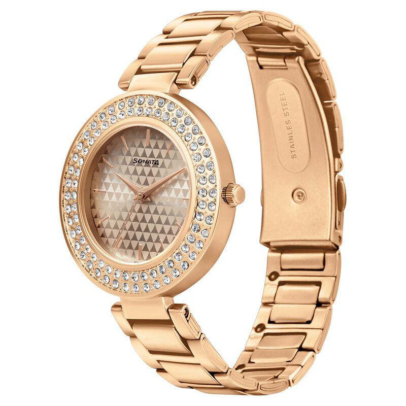 Sonata Blush It Up Rose Gold Dial Women Watch With Stainless Steel Strap - image number 2