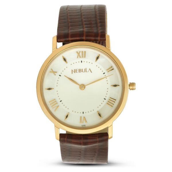 Titan Nebula Vintage 18k Gold Analog Leather Strap Watch for Men - image number 0