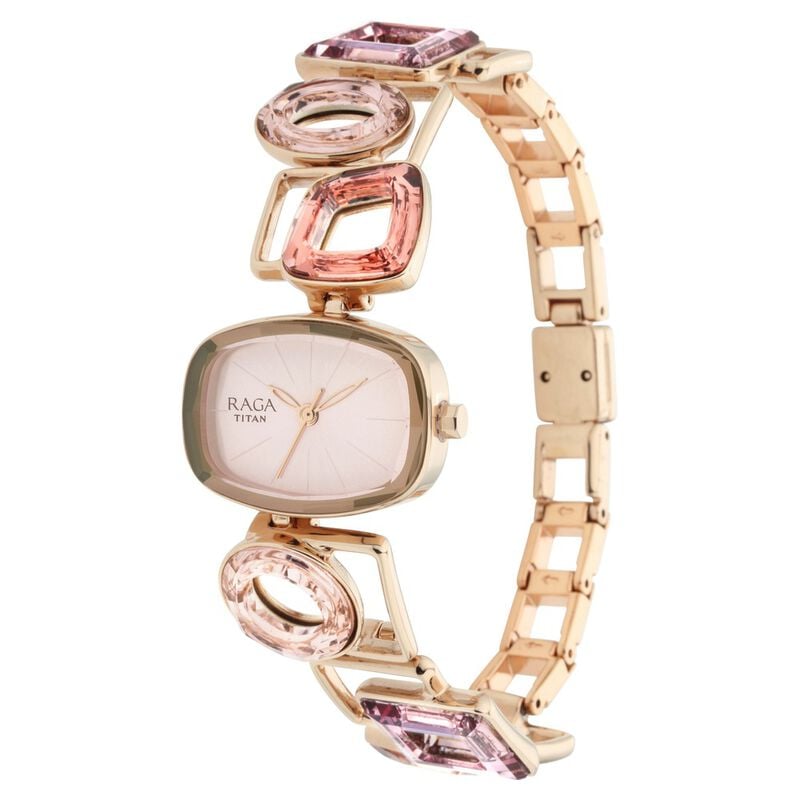 Titan Raga Facets Pink Dial Analog Stainless Steel Strap Watch for Women - image number 3