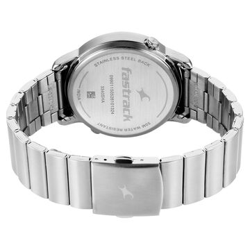 Fastrack Pulse IV Dual Time Watch for Men with Teal Green Sunray Dial & Silver Metal Strap