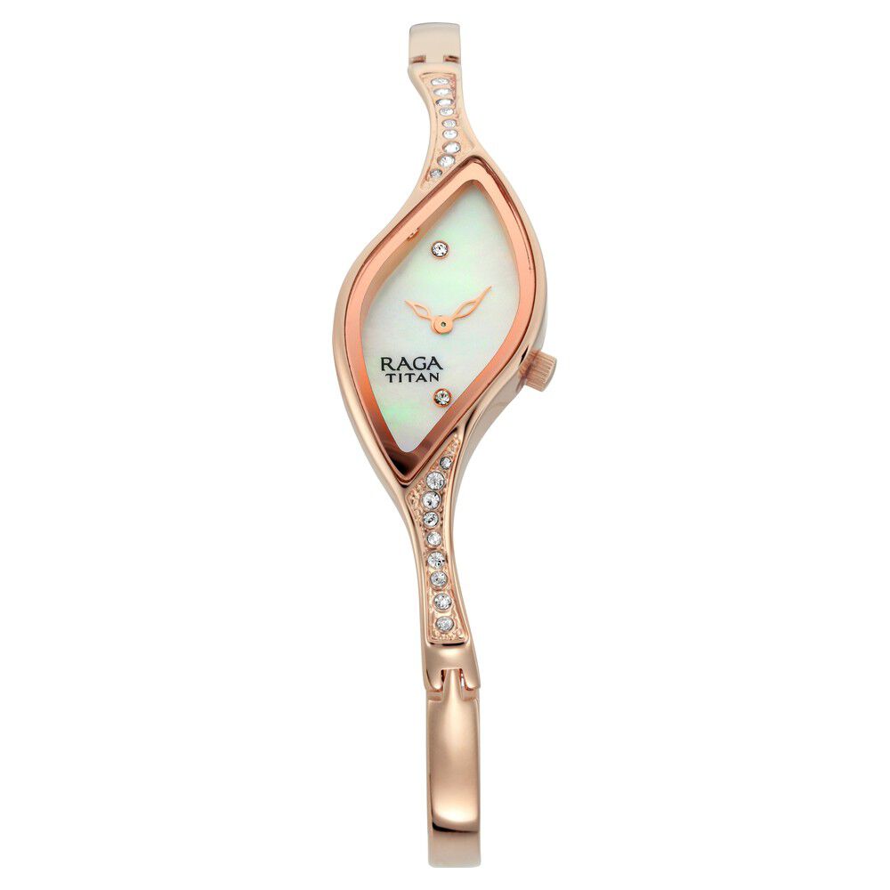 Titan Quartz Analog Mother of Pearl Dial Metal Strap Watch for Women