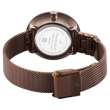 Fastrack Fleek Quartz Analog Brown Dial Stainless Steel Strap Watch for Girls