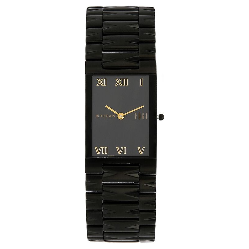 Titan Quartz Analog Black Dial Stainless Steel Strap Watch for Men