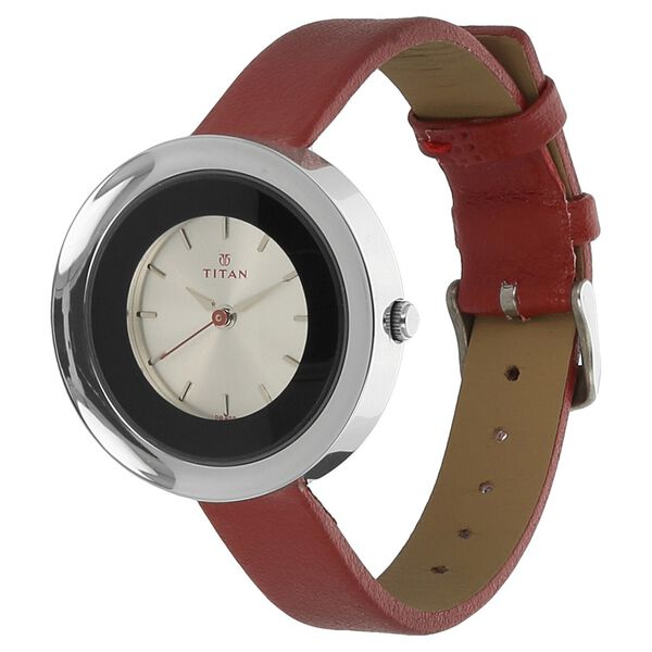Titan Quartz Analog Silver Dial Leather Strap Watch for Women - image number 1