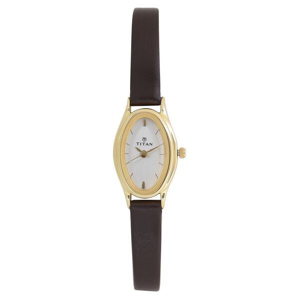 Titan Quartz Analog Silver Dial Leather Strap Watch for Women - image number 0