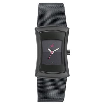 Fastrack Pulse Quartz Analog Black Dial Stainless Steel Strap Watch for Girls