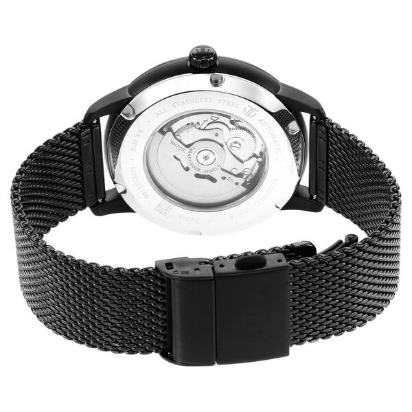 Titan Skeletal Automatic Black Dial Black Stainless Steel Strap Watch for Men - image number 5