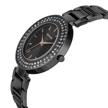 Sonata Blush It Up Black Dial Women Watch With Stainless Steel Strap