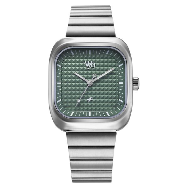Fastrack Vyb Maverick Quartz Analog Green Dial Metal Strap Watch For Guys - image number 1