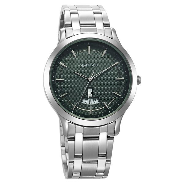 Titan Karishma Quartz Analog Green Dial Silver Stainless Steel Strap Watch For Men - image number 1