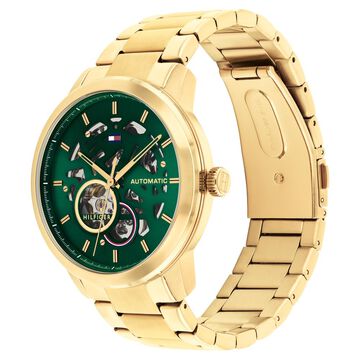 Tommy Hilfiger Automatic Green Dial Golden Color Stainless Steel Strap Watch For Men