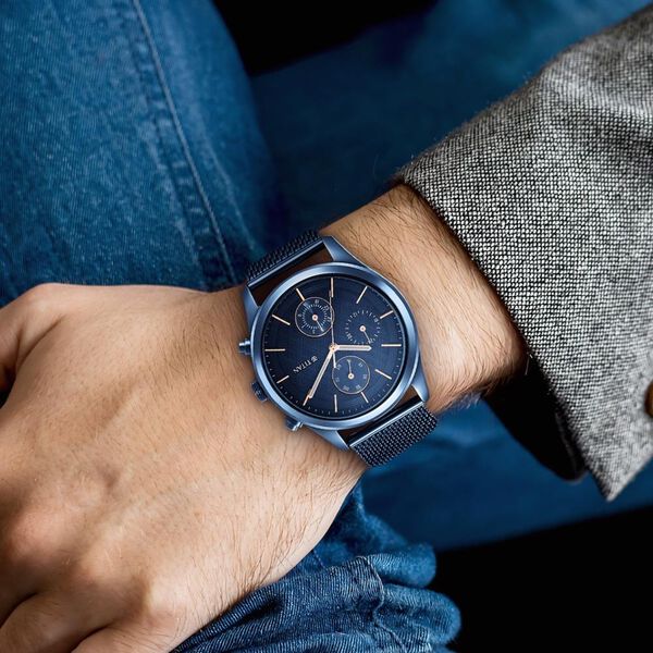 Titan Men's Sartorial Neo Splash: Blue Dial Multifunction Watch with Mesh Strap - image number 5