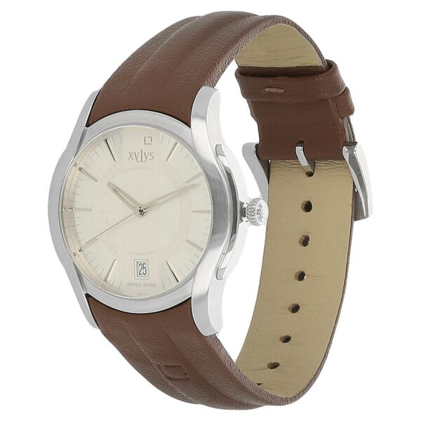 Xylys Swiss Analog with Date Brown Leather Strap and Silver Dial Watch For Men - image number 1