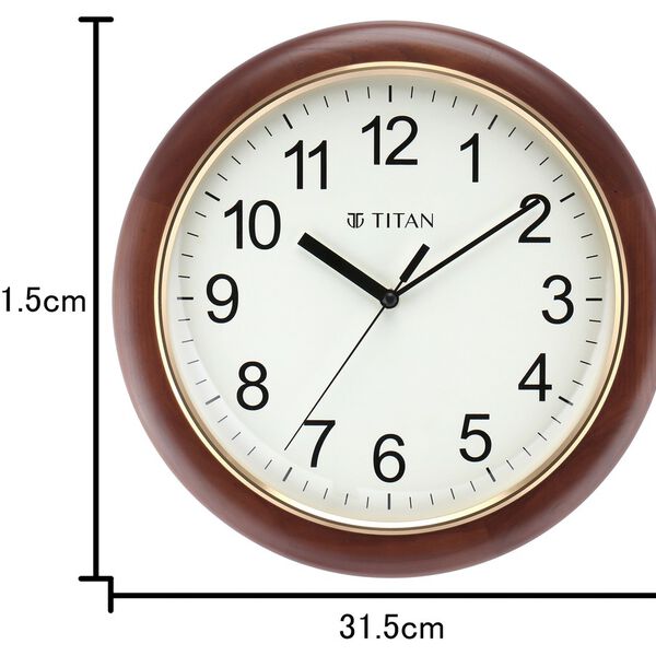 Titan White Dial Brown Color Silent Sweep Technology - 31.5 cm x 31.5 cm (Medium) - image number 5