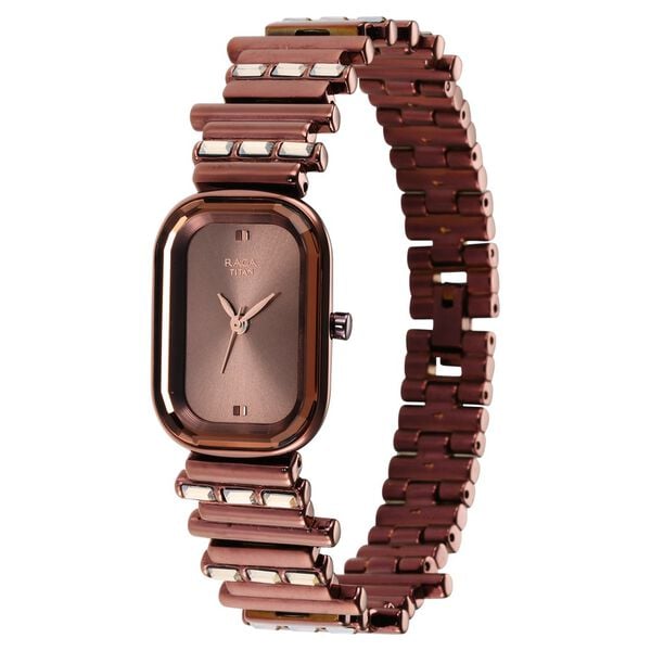 Raga Women's Love all: Elegant Oval Brown Dial & Metal Strap Watch - image number 3