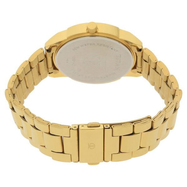 Titan Quartz Analog with Day and Date Champagne Dial Stainless Steel Strap Watch for Men - image number 3