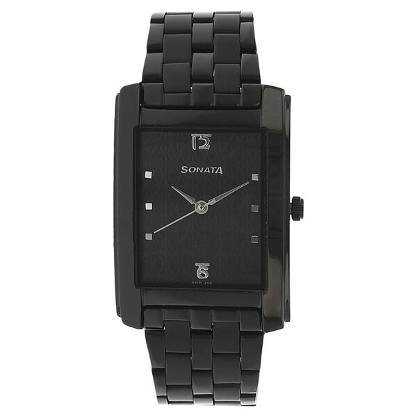 Sonata Quartz Analog Black Dial Stainless Steel Strap Watch for Men - image number 0