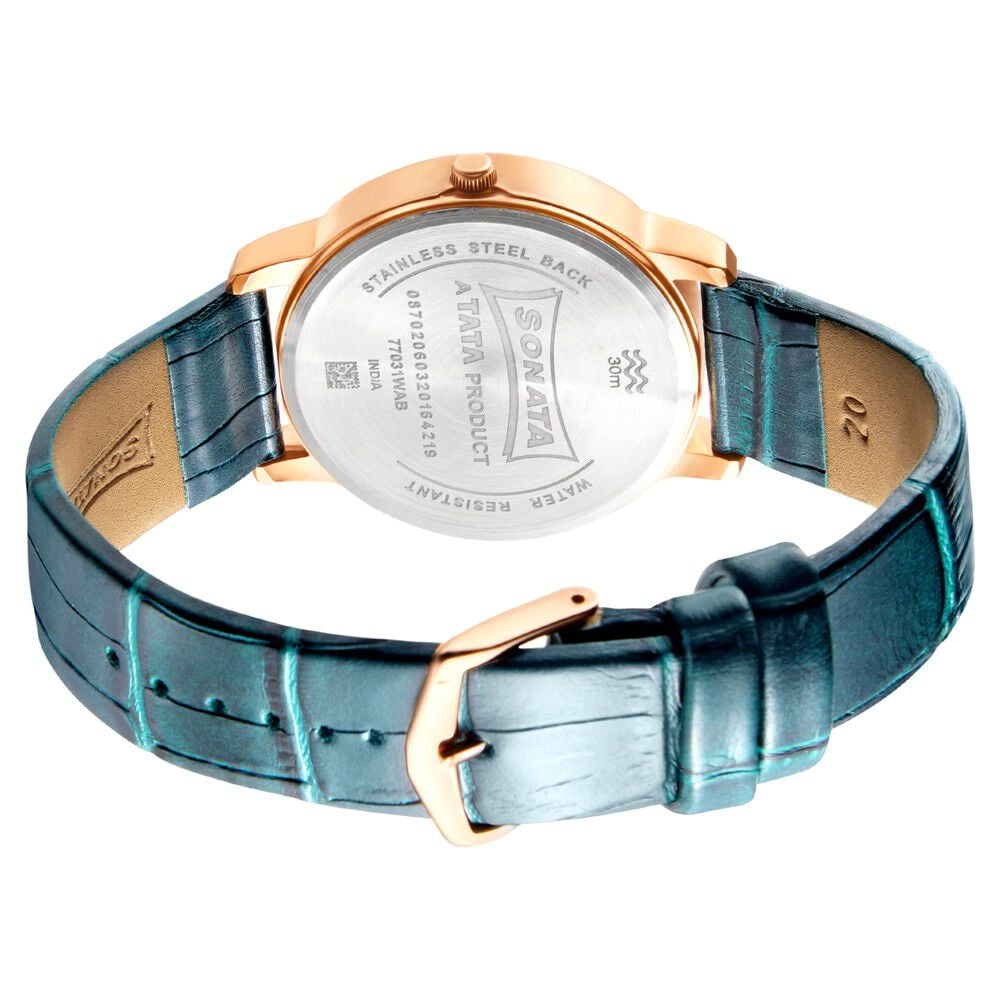 Buy Online Sonata Quartz Analog Silver Dial Leather Strap Watch
