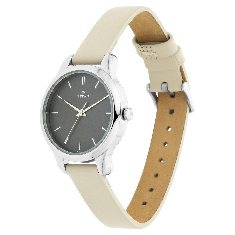 Titan Women s Chic minimalist watch with Anthracite dial and leather strap