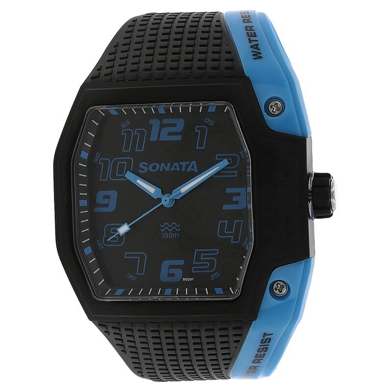 SF Quartz Analog Black Dial Plastic Strap Watch for Men - image number 0