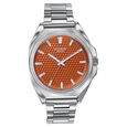 Poze By Sonata Quartz Analog Orange Dial Silver Metal Strap Watch For Men - image number 1
