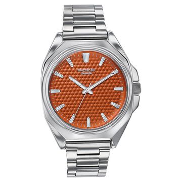Poze By Sonata Quartz Analog Orange Dial Silver Metal Strap Watch For Men
