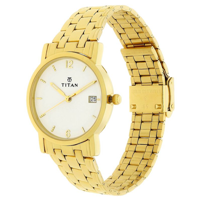 Titan Quartz Analog with Date White Dial Stainless Steel Strap Watch for Men - image number 2