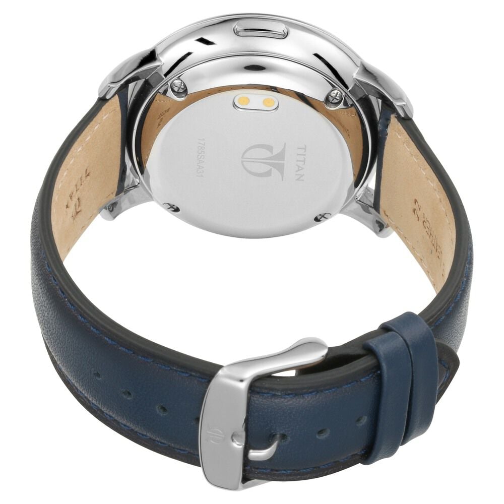 Buy Online Titan Connected Smart White Dial Leather Strap Watch for Men 1785sl01 Titan