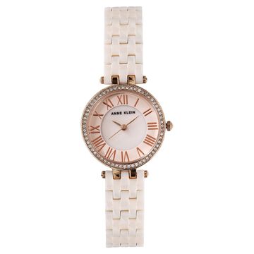 Anne Klein Quartz Analog Mother of Pearl Dial Ceramic Strap Watch for Women