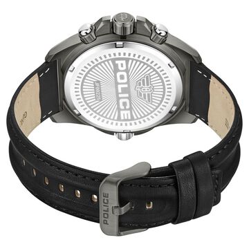 Police Quartz Multifunction Black Leather Strap for Men