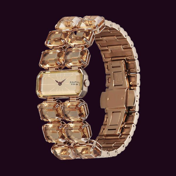 Titan Raga Cocktails Quartz Analog Brown Dial Metal Strap Watch For Women - image number 2