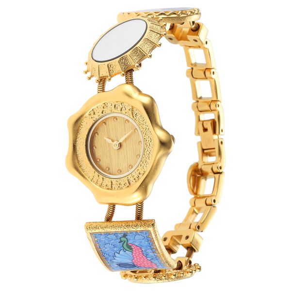 Titan Raga X Masaba Quartz Analog Golden Dial Golden Metal Strap Watch For Women - image number 2