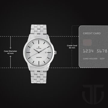 Titan Quartz Analog with Date White Dial Stainless Steel Strap Watch for Men
