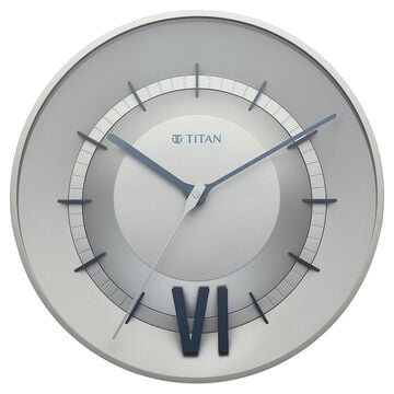 Titan Contemporary Wall Clock with Silver Dial Silent Sweep Technology - 32 cm x 32 cm (Medium)