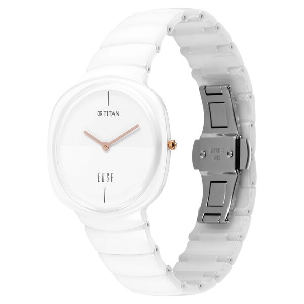 Titan Edge Squircle Quartz in Arctic White with Glossy Ceramic Unisex Watch - image number 3