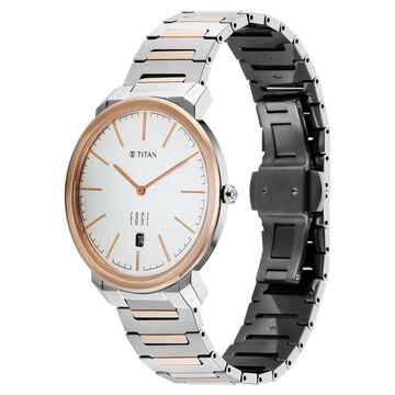 Edge Meister Quartz Analog with Date White Dial Rose Gold Titanium Strap Watch For Men