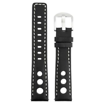 20 mm Black Genuine Leather Straps for Men