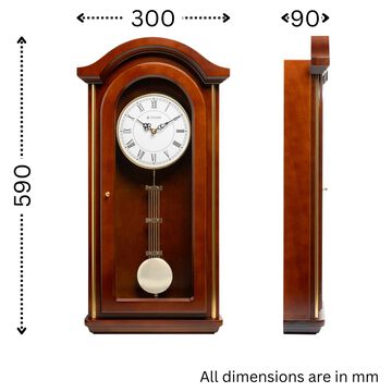 Titan Wooden Pendulum Wall Clock with Musical Chime & Volume Control, Model W0127WM01 | 59 cm x 30.5 cm x 9 cm