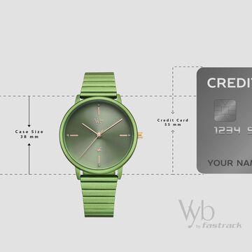 Fastrack Vyb Bliss Quartz Analog Green Dial Metal Strap Watch For Girls