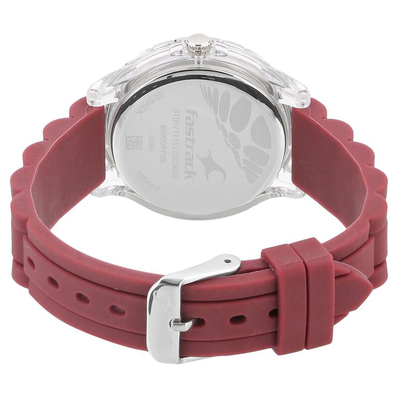 Fastrack Trendies Quartz Analog Maroon Dial Silicone Strap Watch for Girls - image number 3