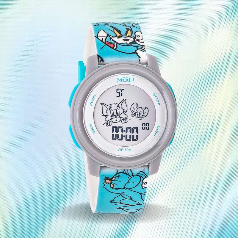 Zoop Tom & Jerry Digital Watch with Green Case and Green Multi Color Strap for Boys Girls Kids, from House of Titan