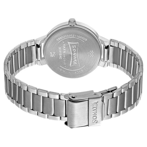 Sonata Unveil Quartz Multifunction Purple Dial Stainless Steel Strap Watch for Women - image number 3