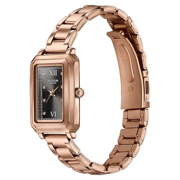 Sonata Poze Quartz Analog Black Mother Of Pearl Dial Rose Gold Colour Stainless Steel Strap Watch For Women