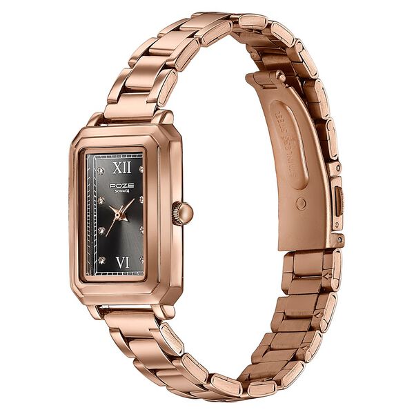 Sonata Poze Quartz Analog Black Mother Of Pearl Dial Rose Gold Colour Stainless Steel Strap Watch For Women - image number 4