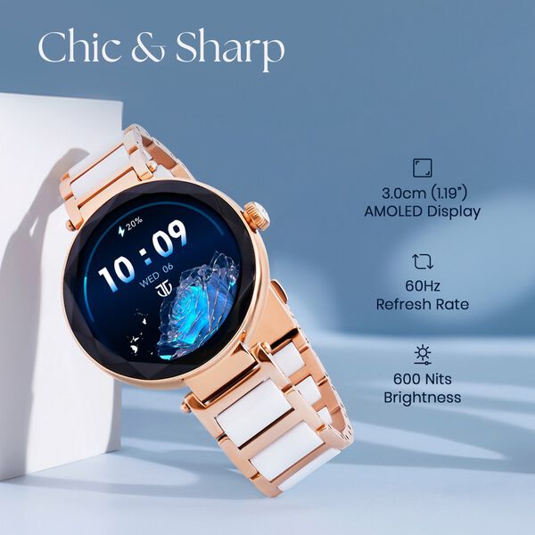 Titan Elixir with All 316L SS construction, 3.04 CM AMOLED Display, BT Calling, Skin Temperature Sensor, Womens Health - image number 2